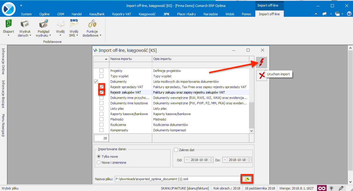 Importu dokumentów do Comarch Optima