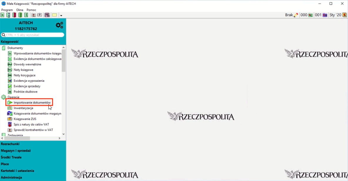 Import dokumentów Mała Księgowość RP